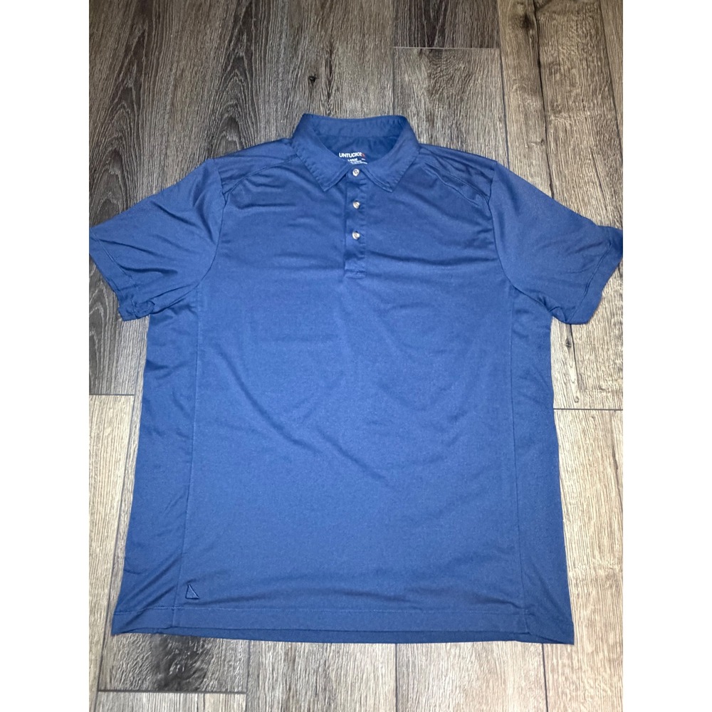 UNTUCKit Performance Clavidor Polo Shirt Navy Large Golf Activewear Short Sleeve